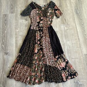 Vintage Express Floral Patchwork Maxi Dress